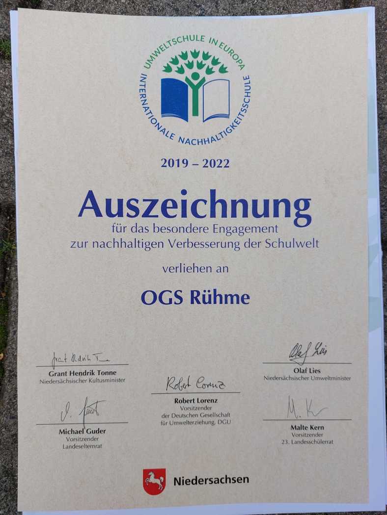 Auszeichnung Umweltschule